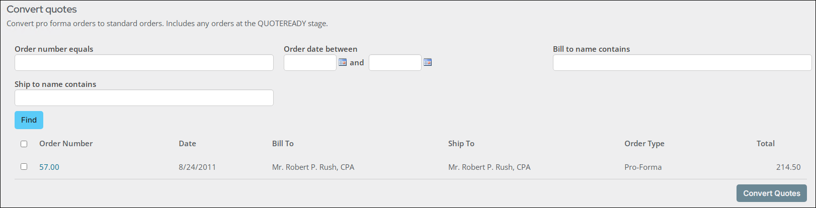 Convert quotes page